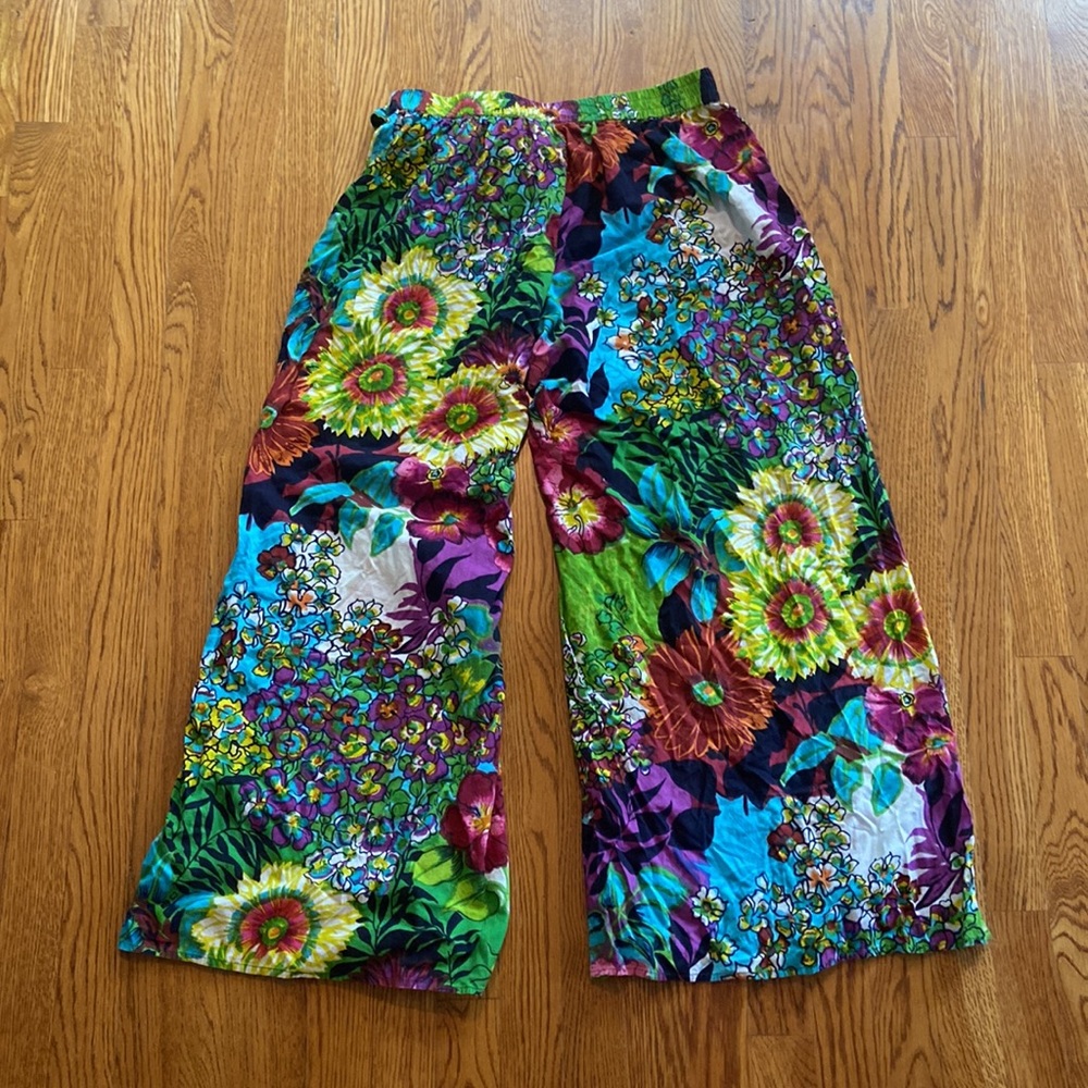 Energie Green and Blue Wide Leg Pants - Picture 4 of 4